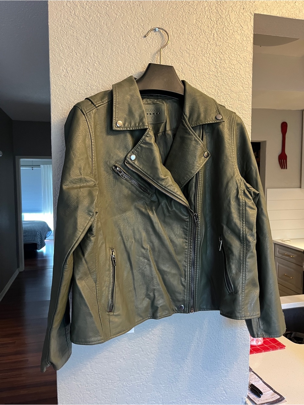 Blank NYC Olive Green Moto Leather Jacket
